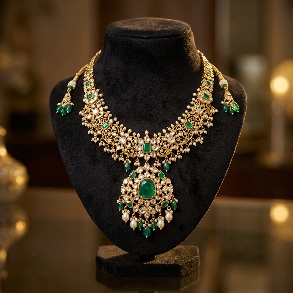Imperial Emerald Polki Set